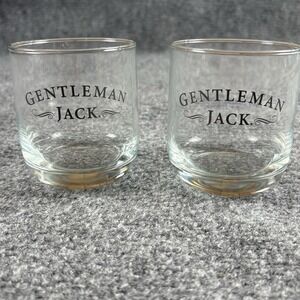 Gentleman‎ Jack Whiskey Rocks Glasses Set of 2 Logo Lowball Tumblers Man Cave